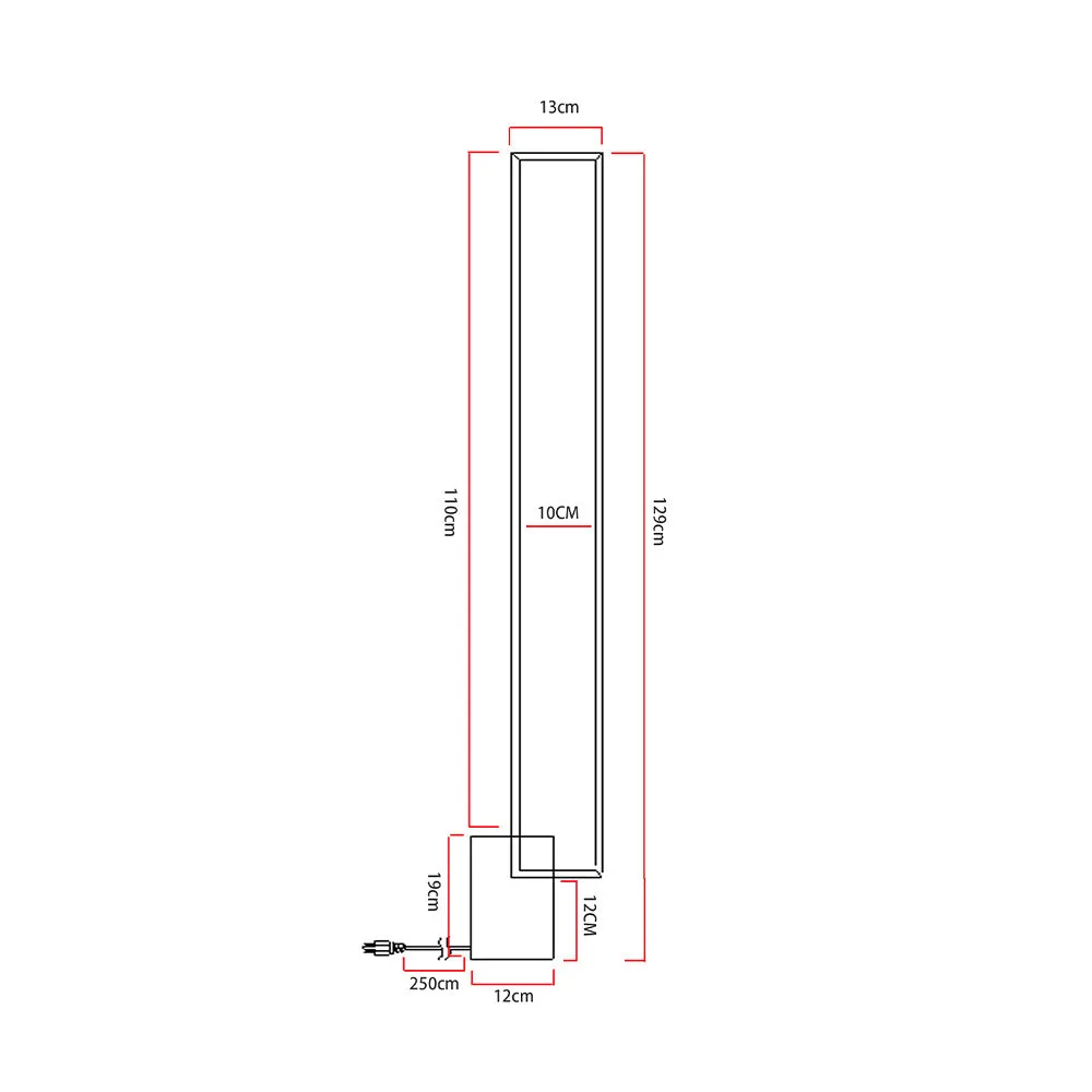 129cm Height Metal LED Floor Lamp Tube Lamp with Black Base