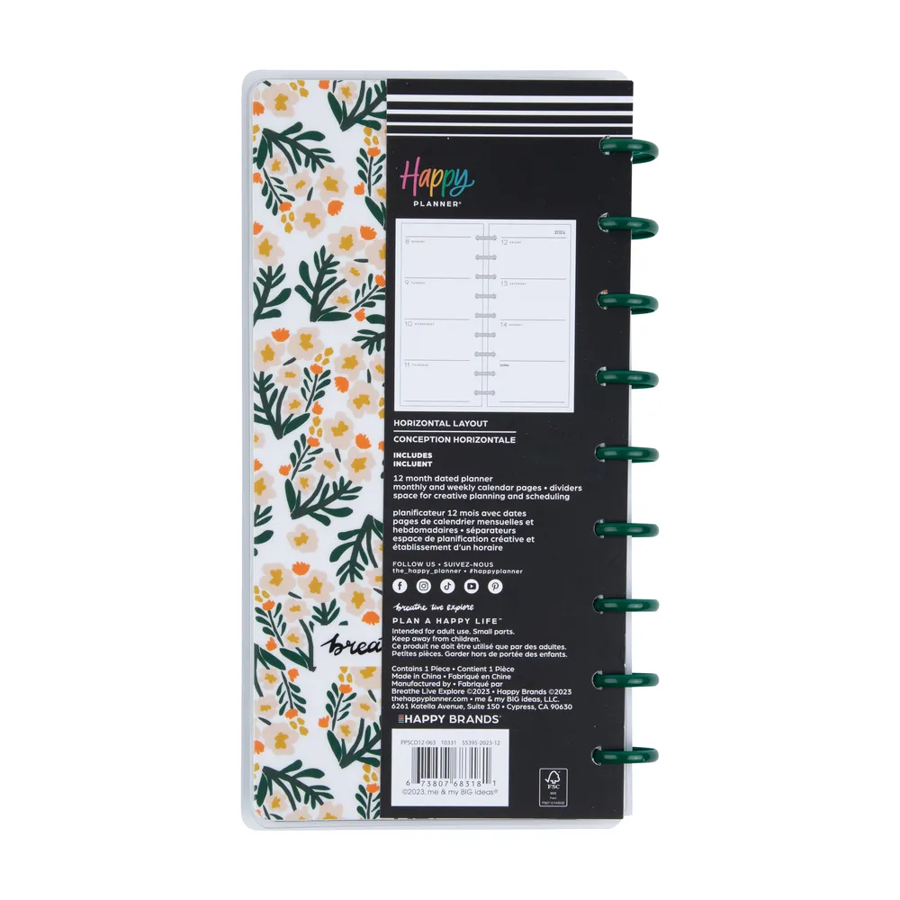 2024 Happy Planner x Breathe Live Explore Planner - Skinny Classic Horizontal Layout - 12 Months