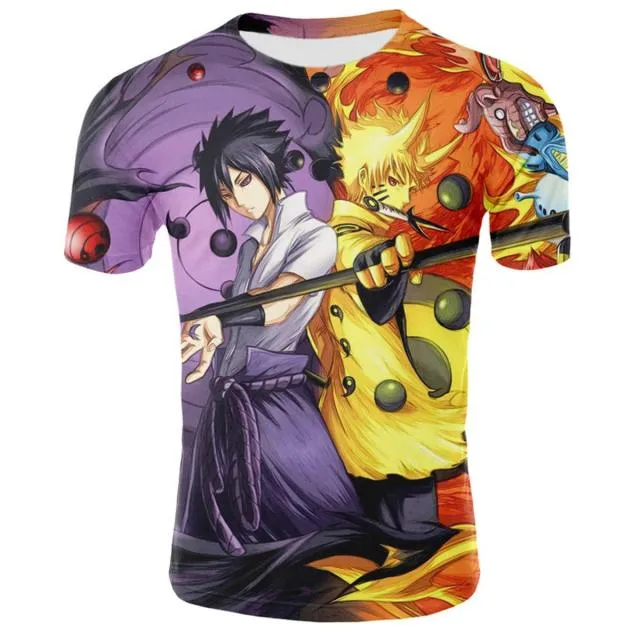 3D T-Shirt Nerutoes Animation Boys Girls Kids Short Sleeve Tshirt Cool Fashion Summer Mens Women Street Clothing Tops