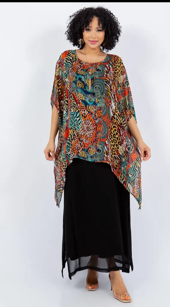 Aboriginal Dreaming Oversize Tunic Top Lagenlook Boho Hippie Chic SML-6X 