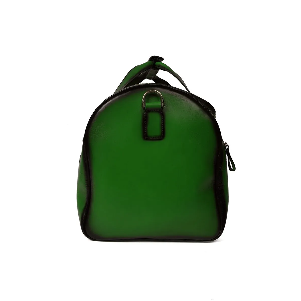 Additional Footwear Pocket Green Leather Multi-Pockets Duffle/Gym Bag With Metal Lion by Brune & Bareskin