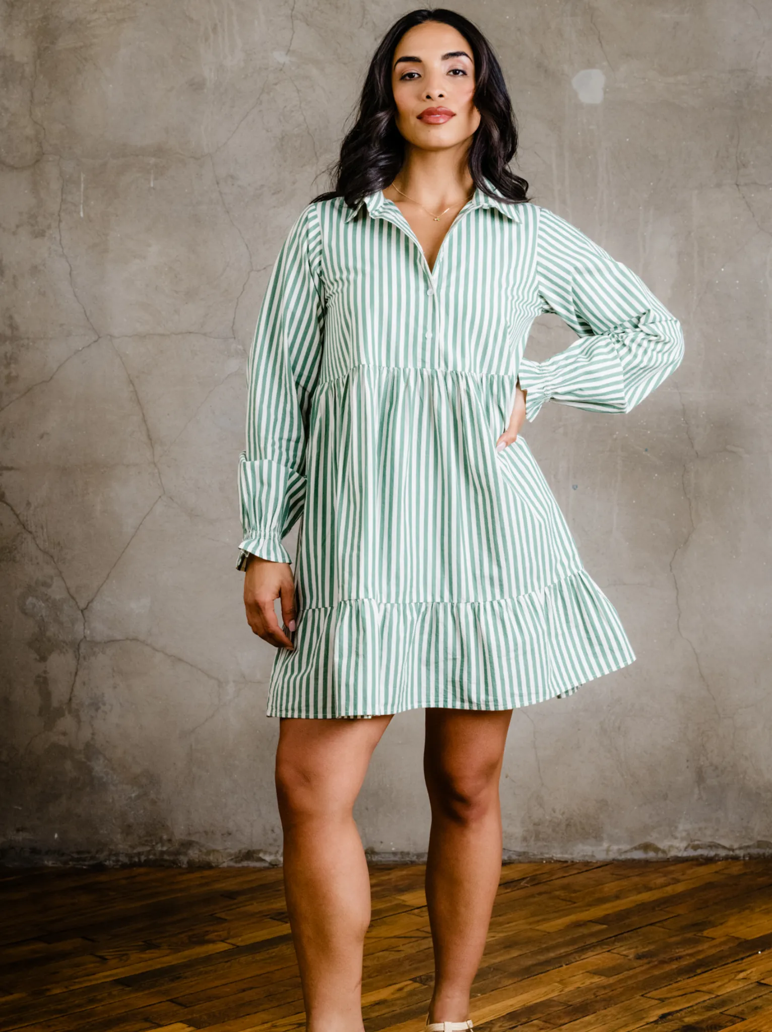 Aleesha Tiered Mini Shirtdress