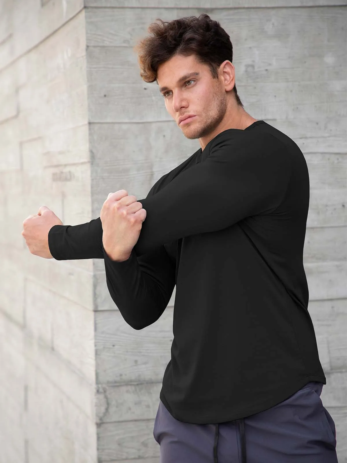 All Day Elite Curve-Hem Tee Stretch Long Sleeve