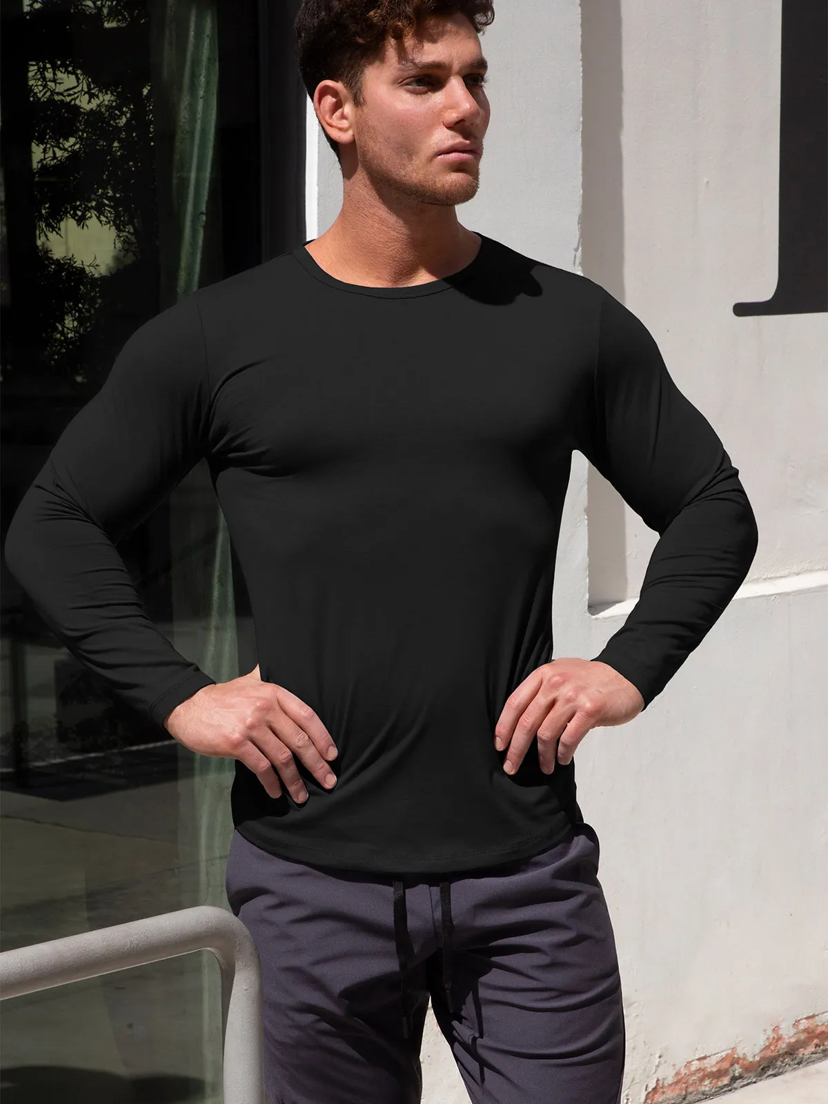 All Day Elite Curve-Hem Tee Stretch Long Sleeve