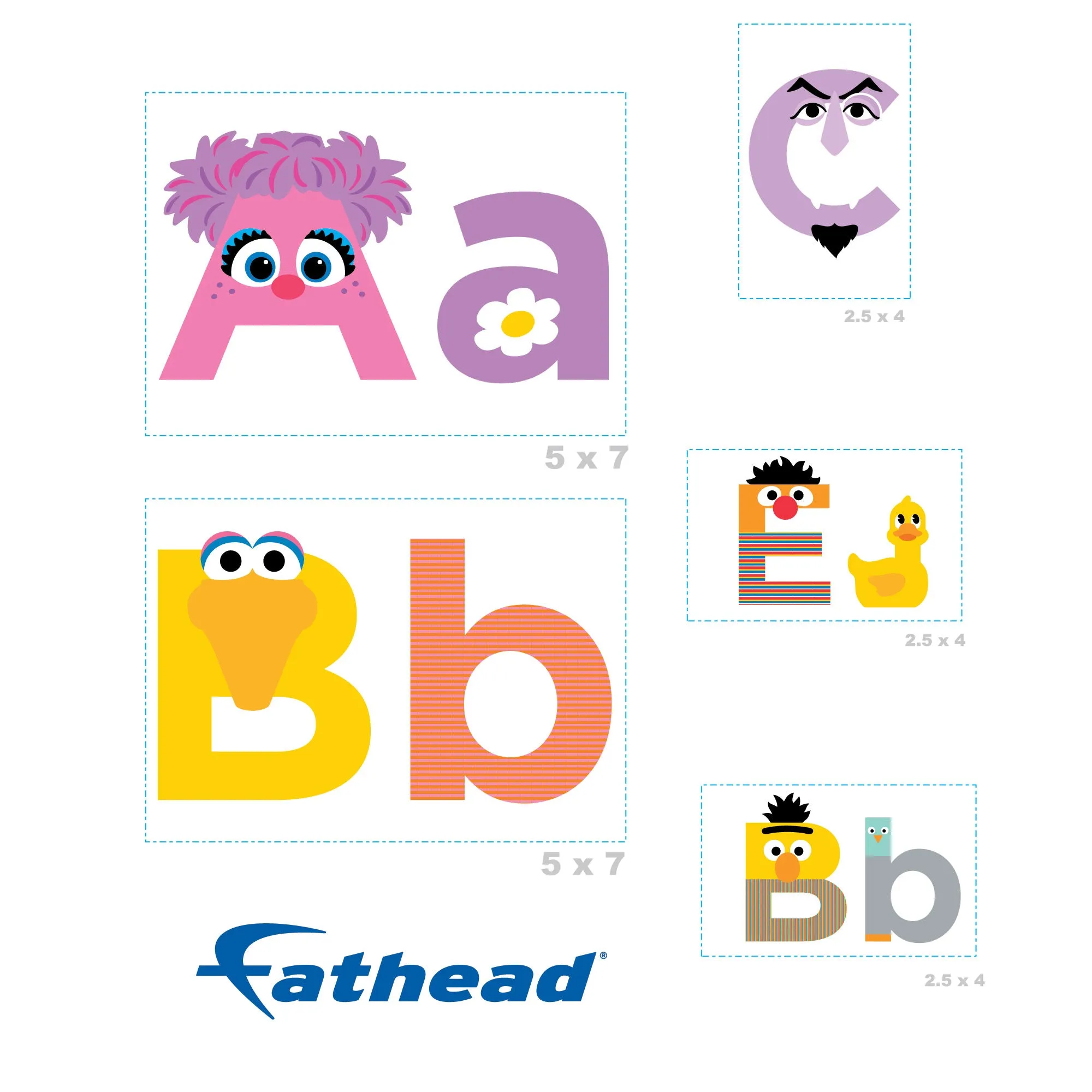 Alphabet Letters Typography Minis - Officially Licensed Sesame Street Removable Adhesive Decal