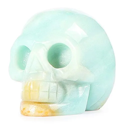 Artistone 2.0" Opalite Crystal Skull Head Decor Statue Crystals and Healing Stones,Carved Skull Halloween Decor Figurine Collectible Reiki Sculpture for Kitchen,Home,Art Room