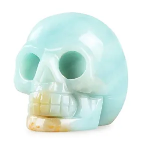 Artistone 2.0" Opalite Crystal Skull Head Decor Statue Crystals and Healing Stones,Carved Skull Halloween Decor Figurine Collectible Reiki Sculpture for Kitchen,Home,Art Room