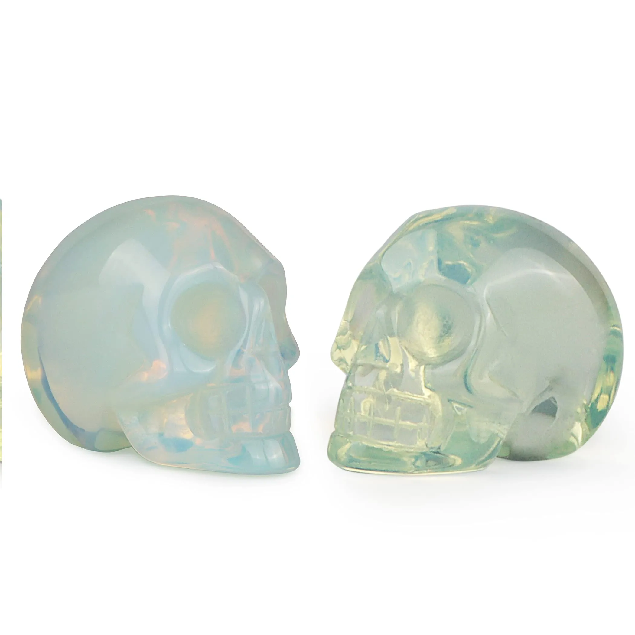 Artistone 2.0" OPalite Skull, Hand Carved Gemstone Fine Art Sculpture, Reiki Healing Stone Statue for Home, Office Decor