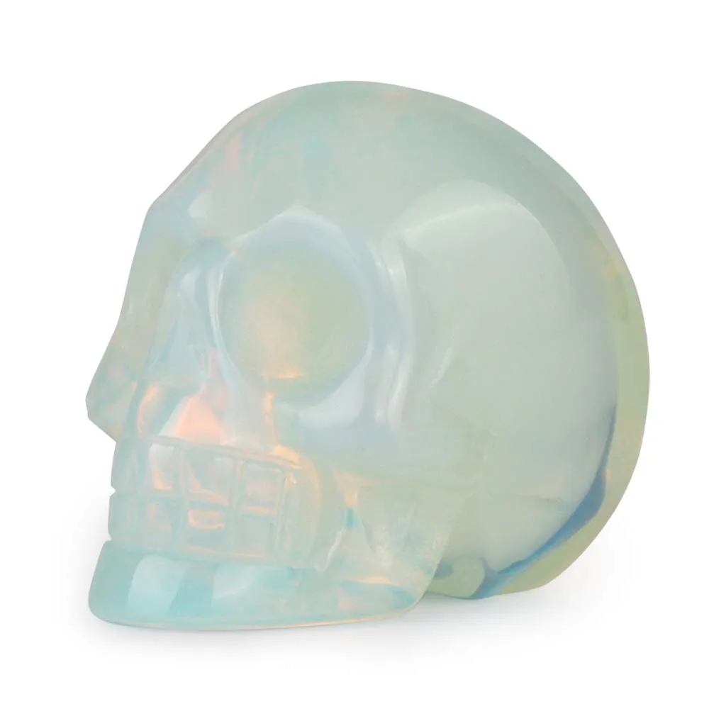 Artistone 2.0" OPalite Skull, Hand Carved Gemstone Fine Art Sculpture, Reiki Healing Stone Statue for Home, Office Decor