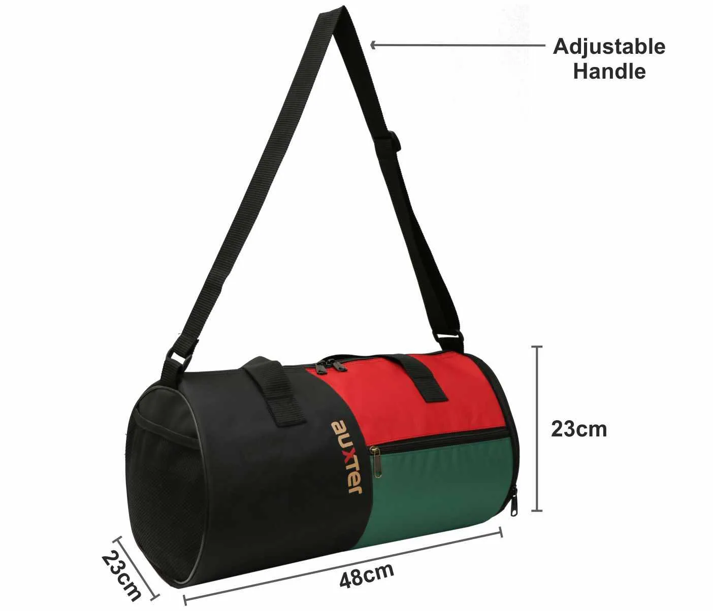 Auxter Premium Black / Green Sports Duffel Gym Bag with Shoe Compartment