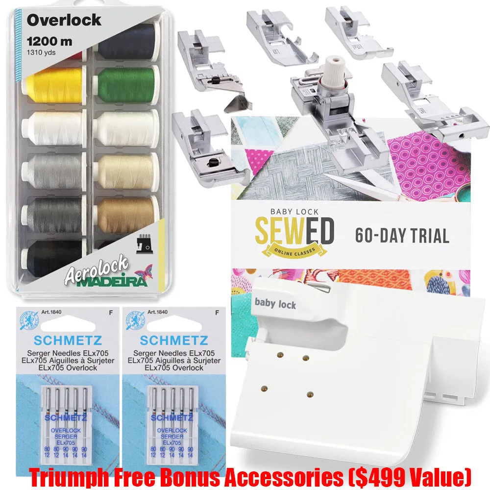 Baby Lock BLETS8 Triumph Air Threading Serger with FREE Bundle ($499 Value)