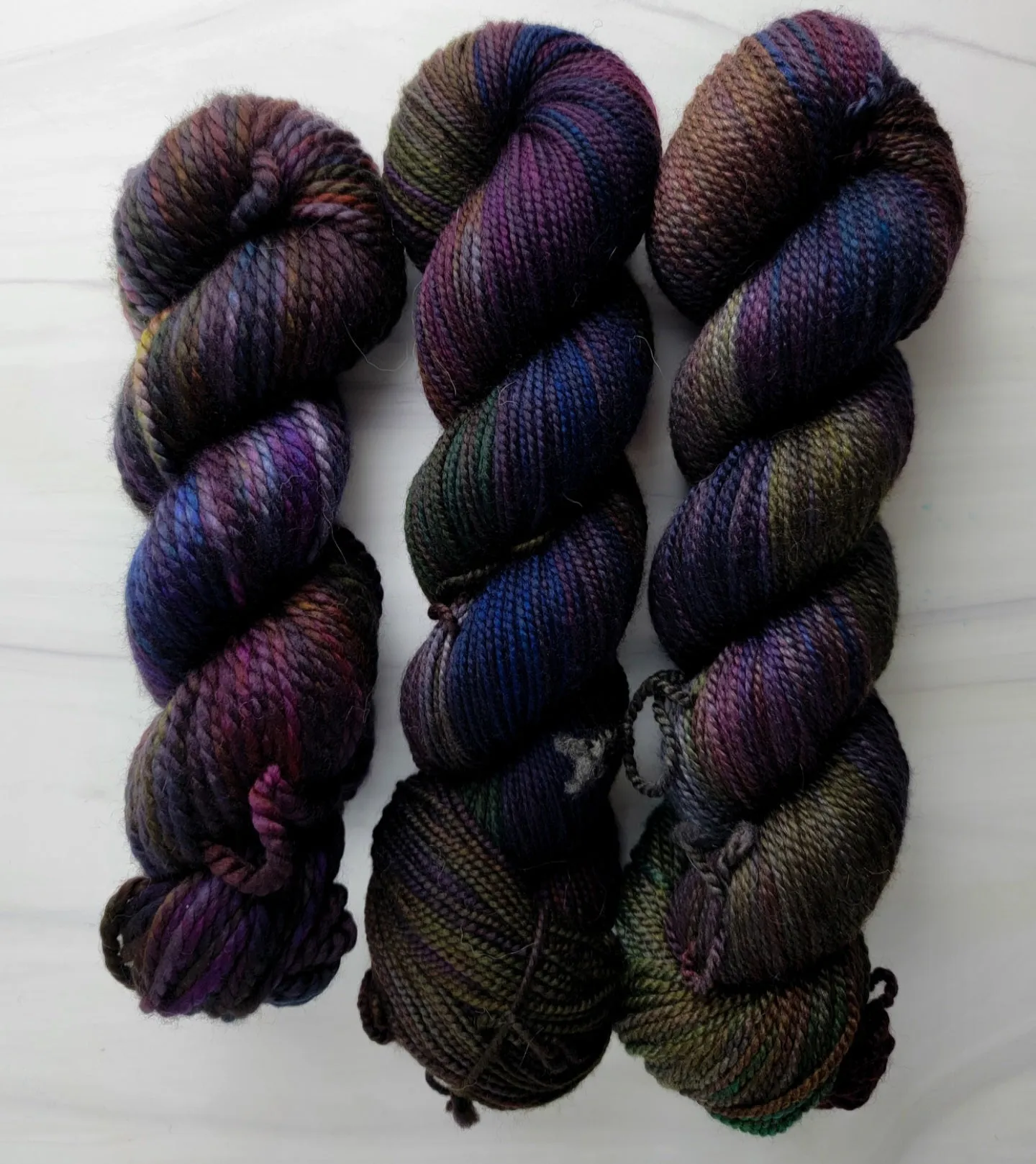 Black Magic- Hand dyed variegated yarn -black rainbow