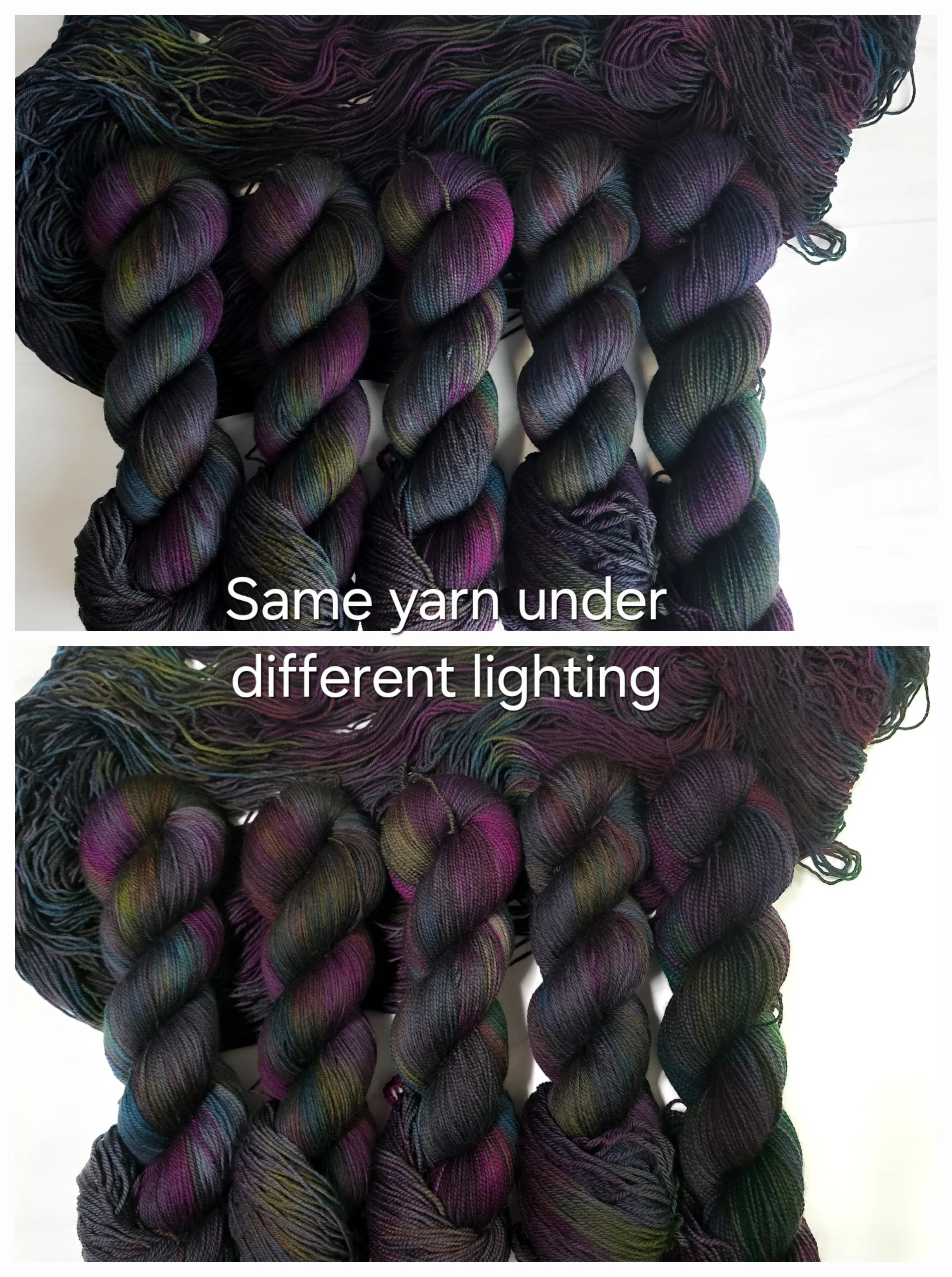 Black Magic- Hand dyed variegated yarn -black rainbow