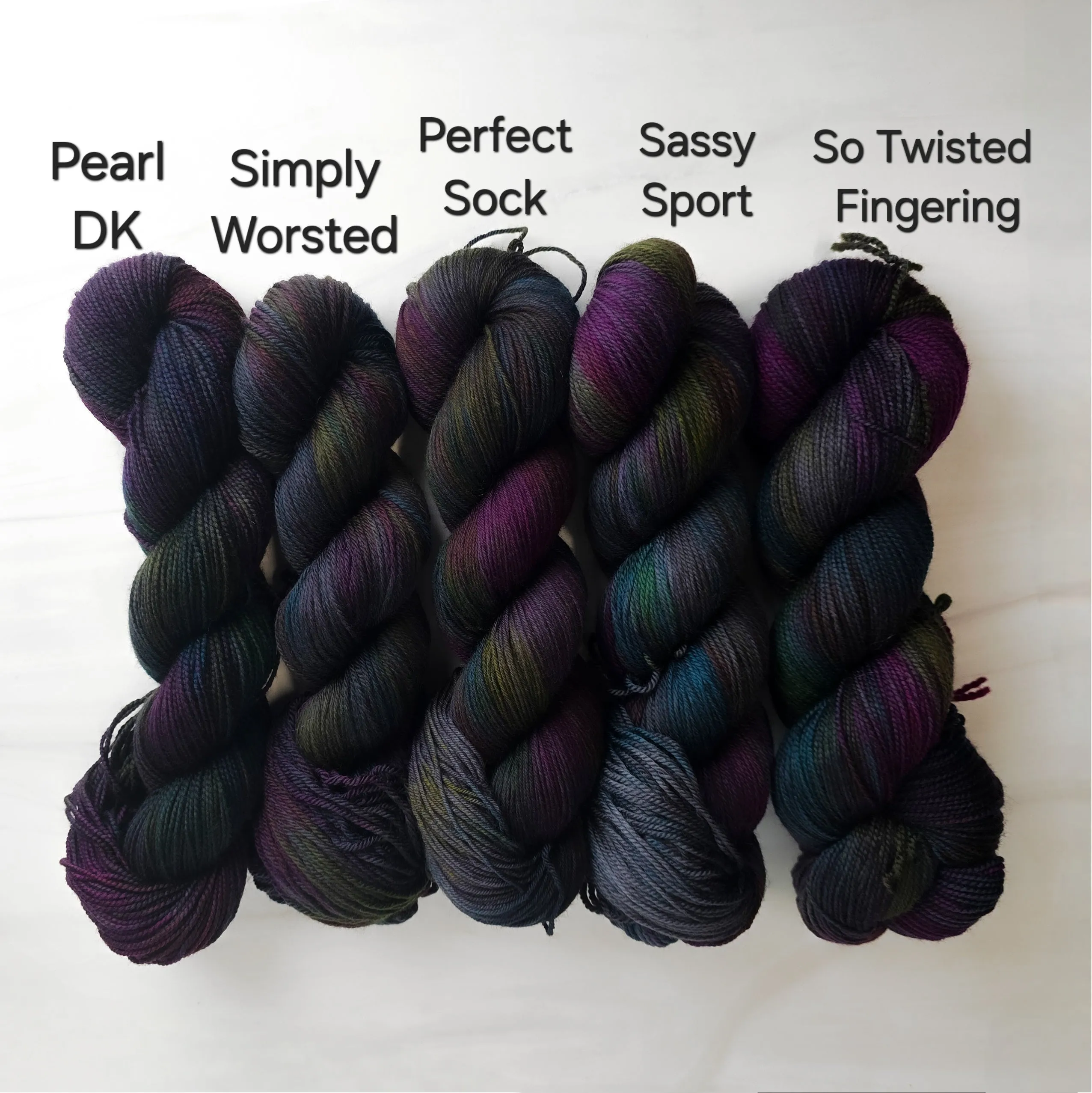 Black Magic- Hand dyed variegated yarn -black rainbow