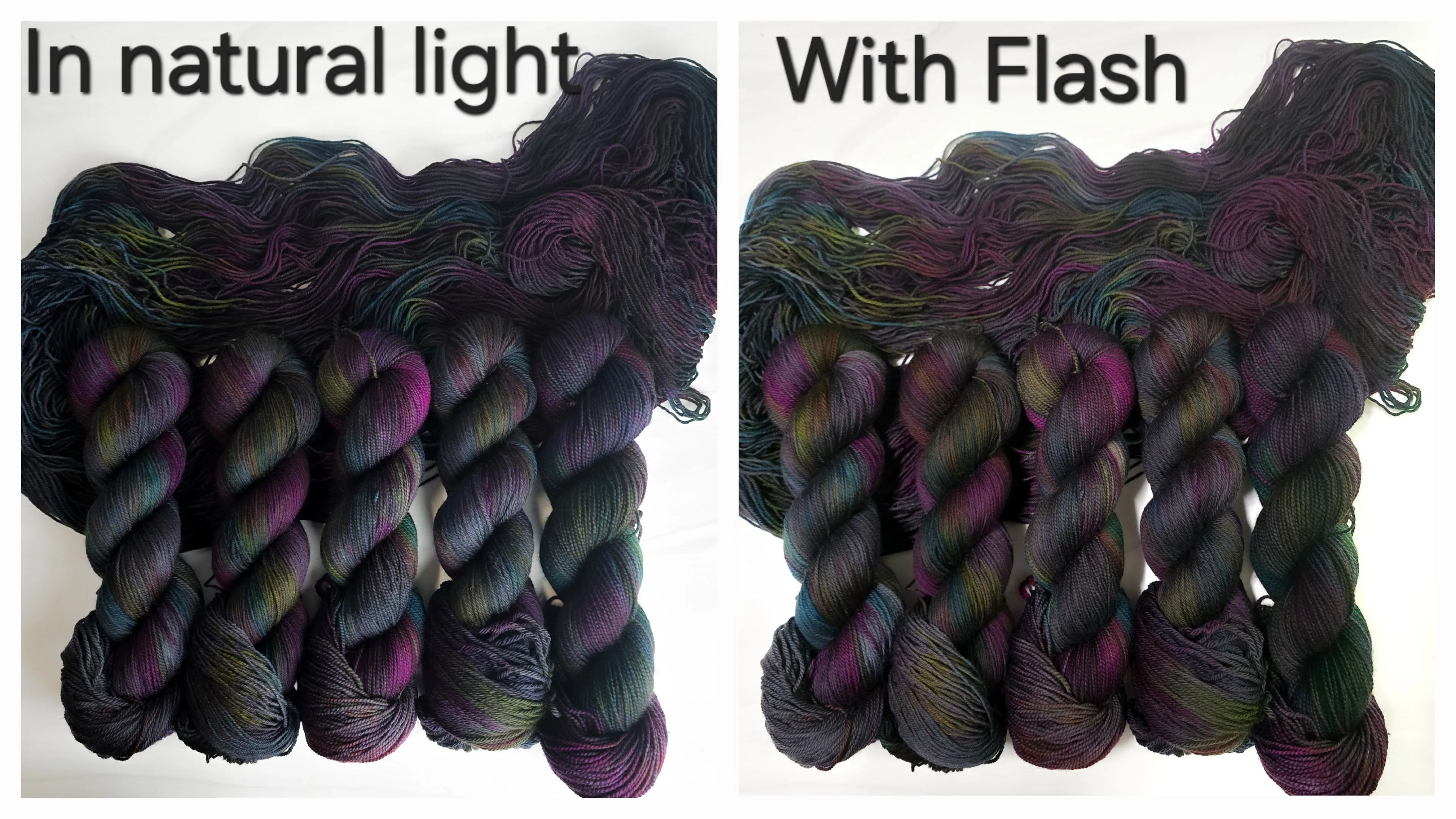 Black Magic- Hand dyed variegated yarn -black rainbow