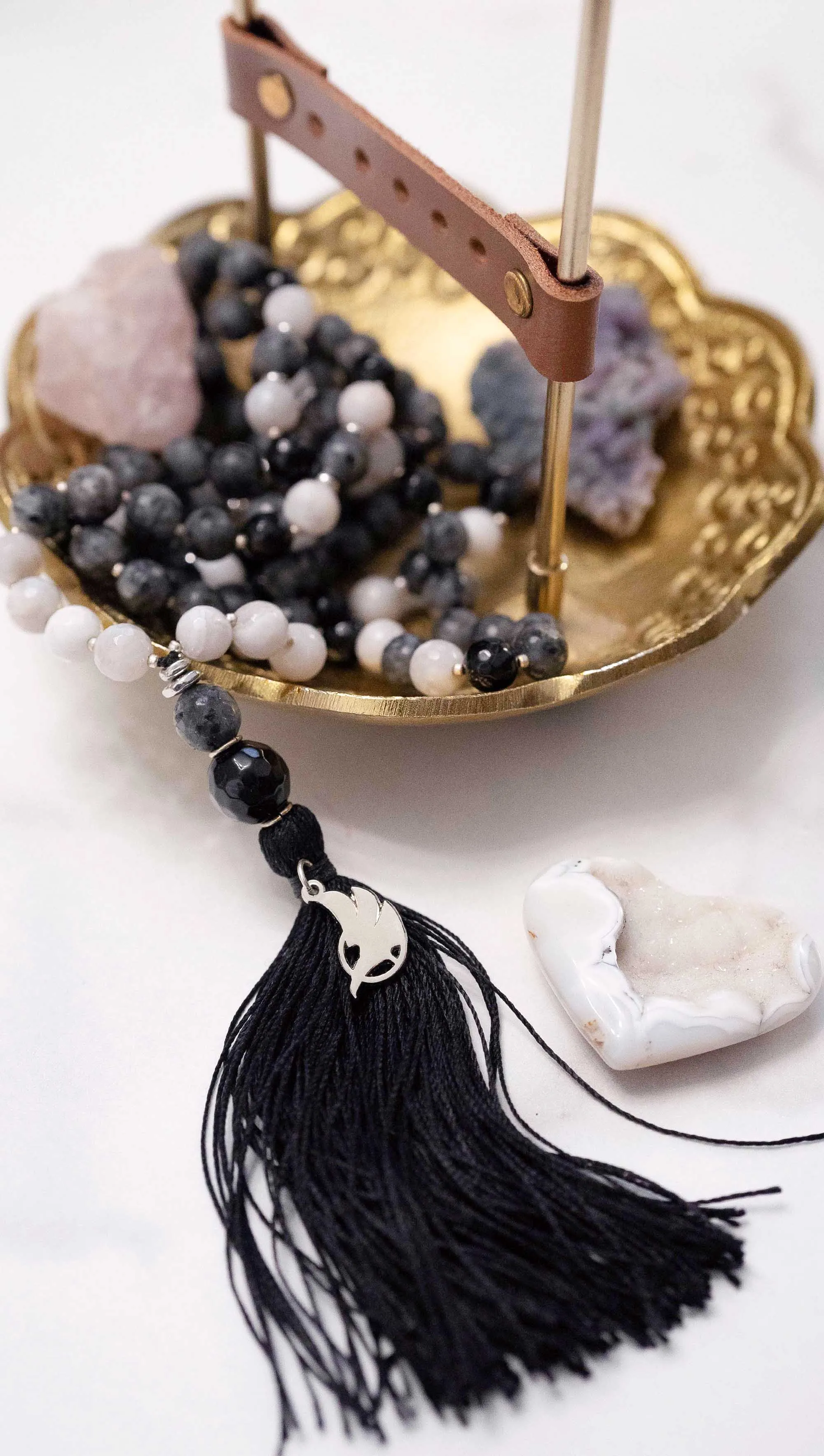 Black   Silver Tourmaline Mala 108 (Prayer Beads)