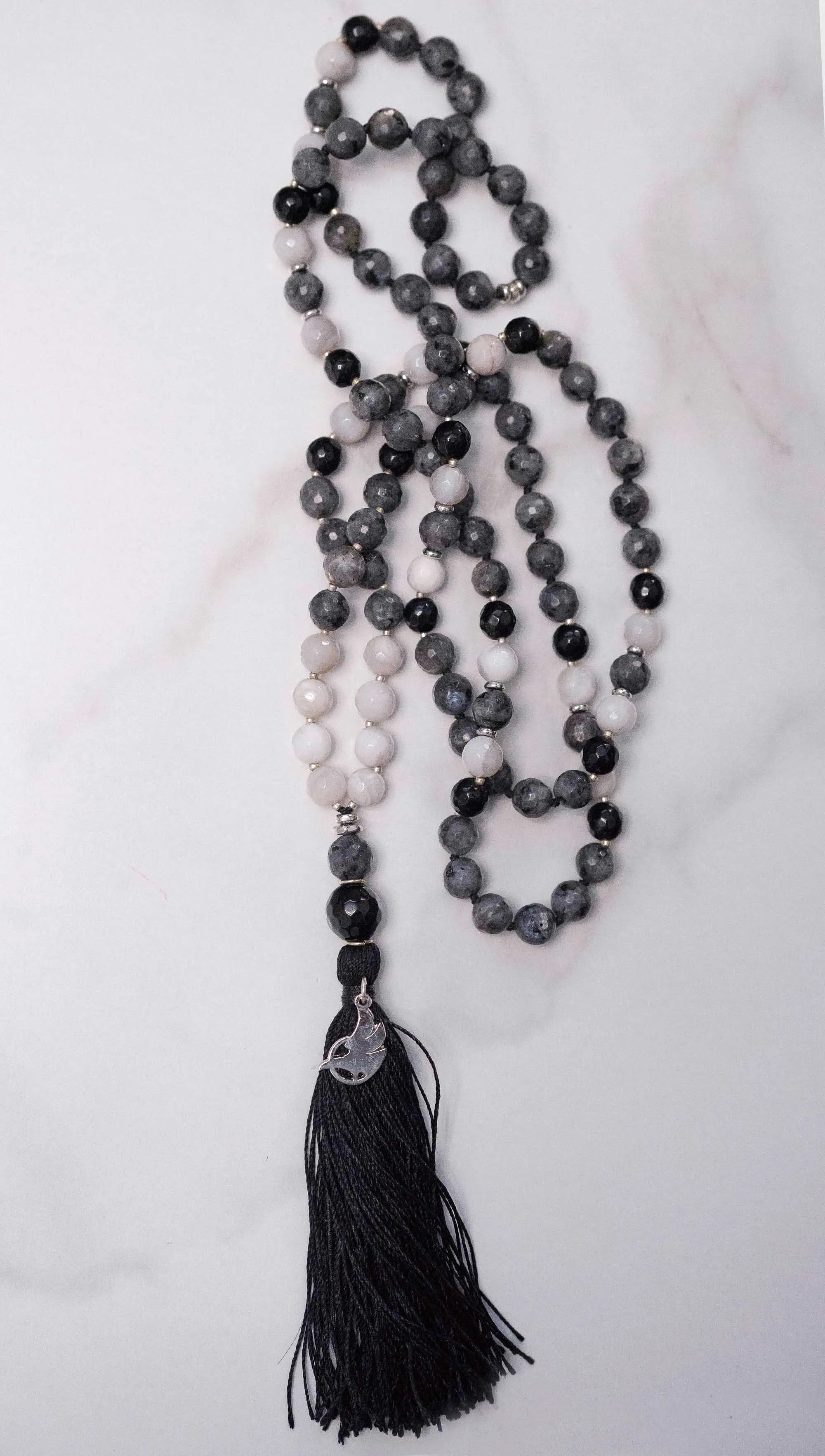 Black   Silver Tourmaline Mala 108 (Prayer Beads)