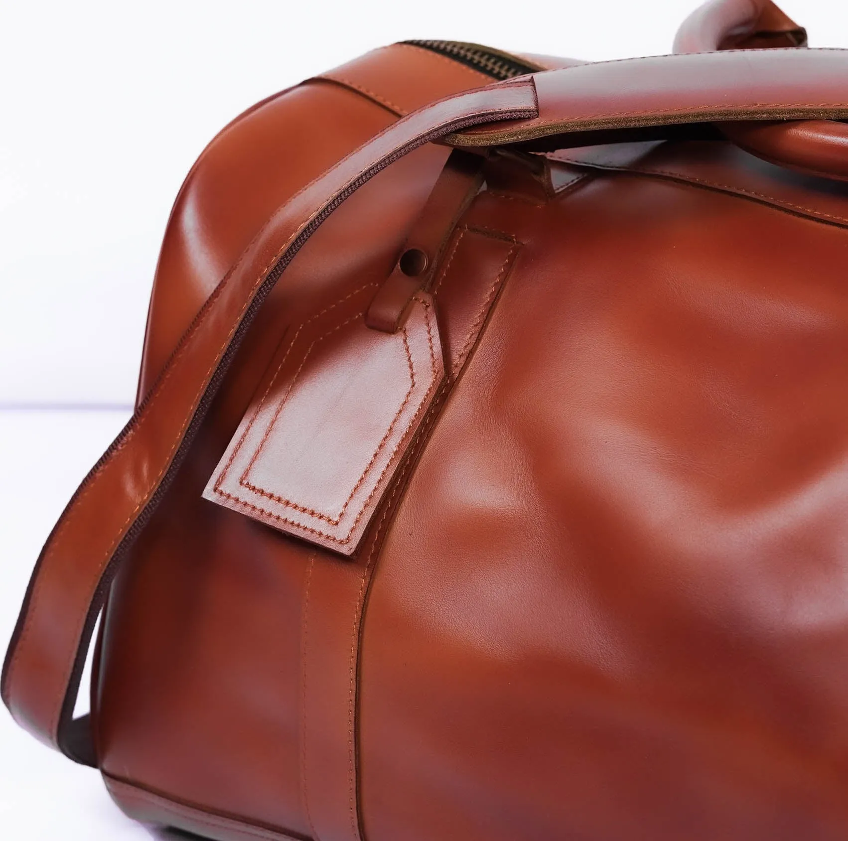 Brown Real Leather Duffle Bags - Bergen