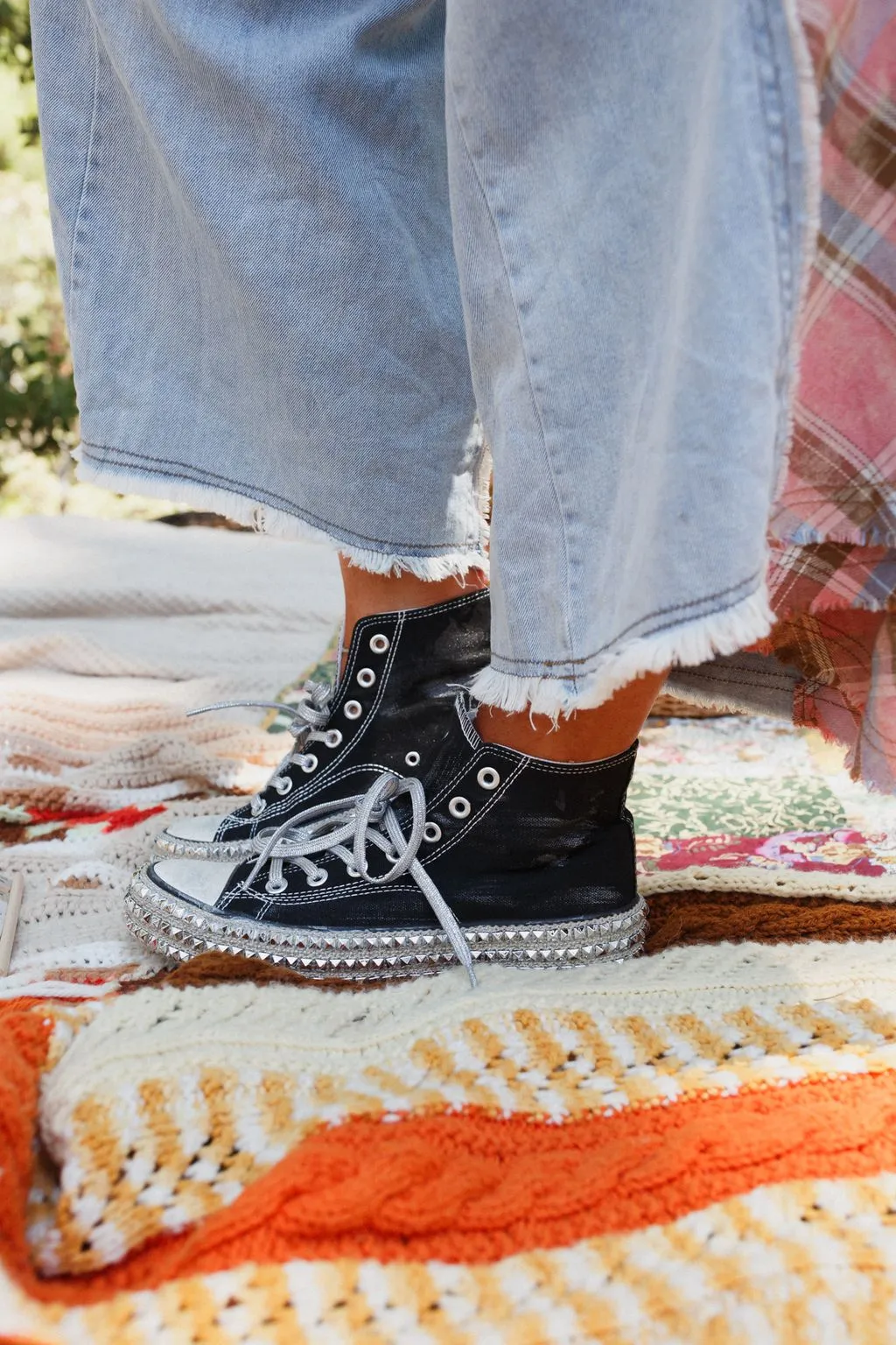 Chantel Studded High Top Sneaker - Black