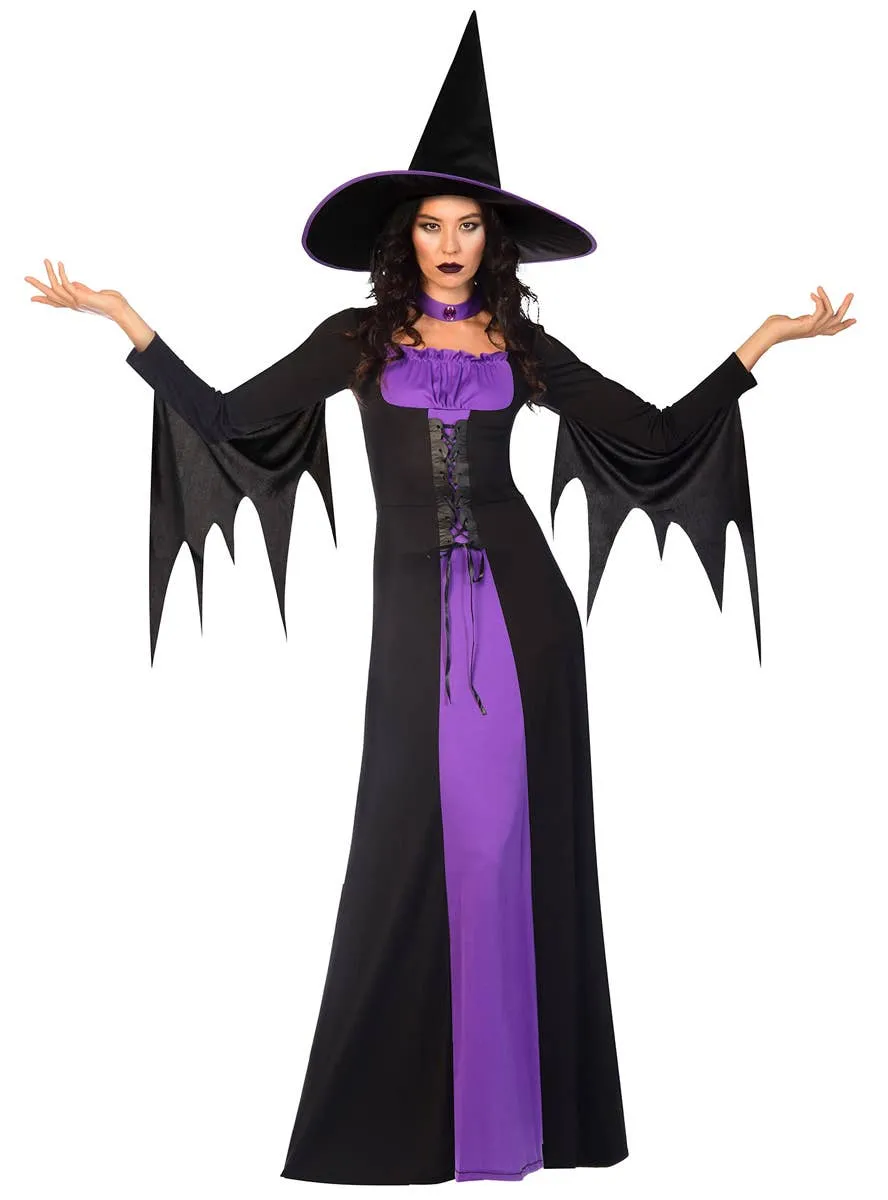 Classic Black and Purple Witch Plus Size Womens Halloween Costume