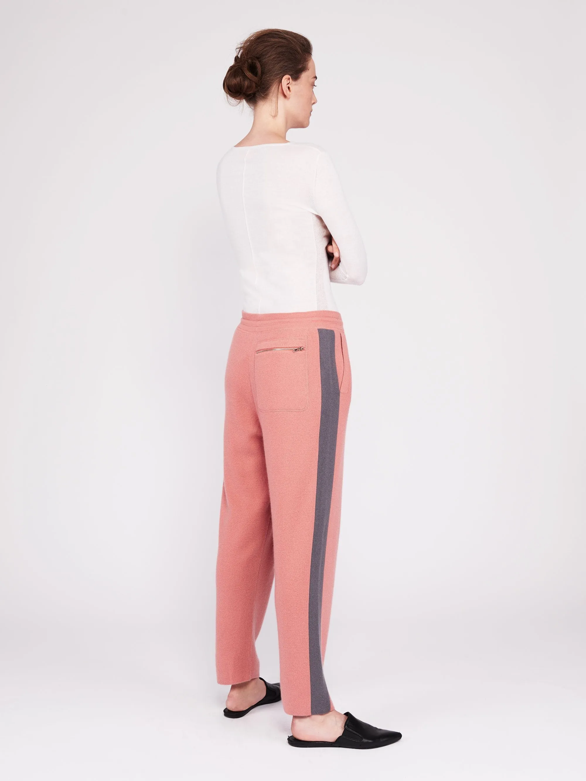 CMMC Striped Cashmere Track Pants - Sakura x Jet Grey