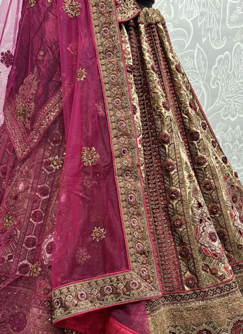 Dark Brown Opulent Velvet Wedding Lehenga Set