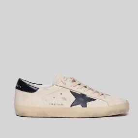 GOLDEN GOOSE SNEAKERS SUPER STAR CLASSIC WITH LIST BEIGE/NIGHT BLUE