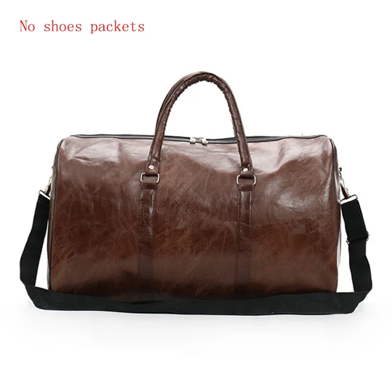 High Capacity Travel Bag Luggage Unisex Leisure Fitness Weekend Bag Business Suitcase Soft Leather Travel Duffels Shoulder Bags