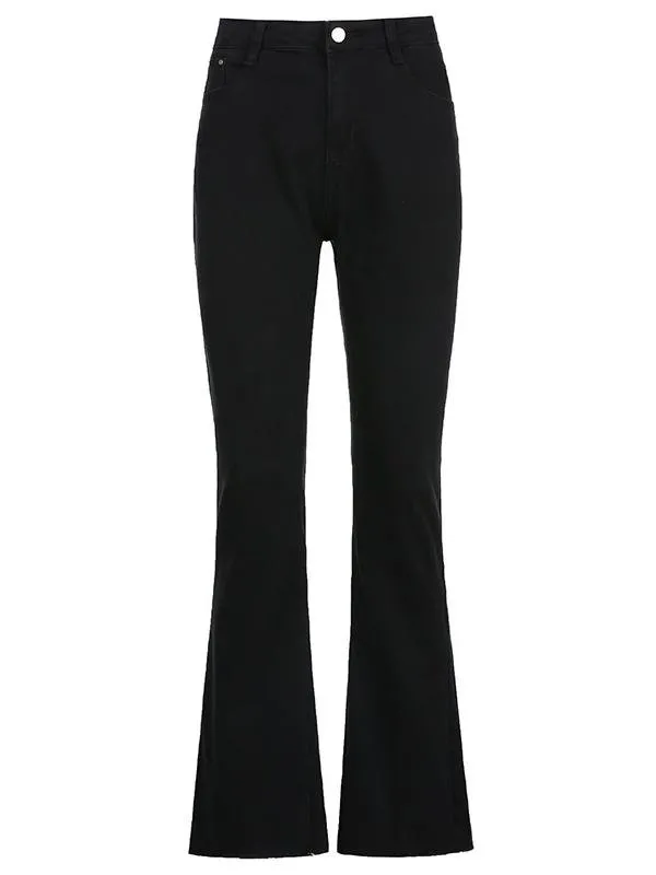 High Waist Slim Street Style Retro Flared Casual Pants for Women