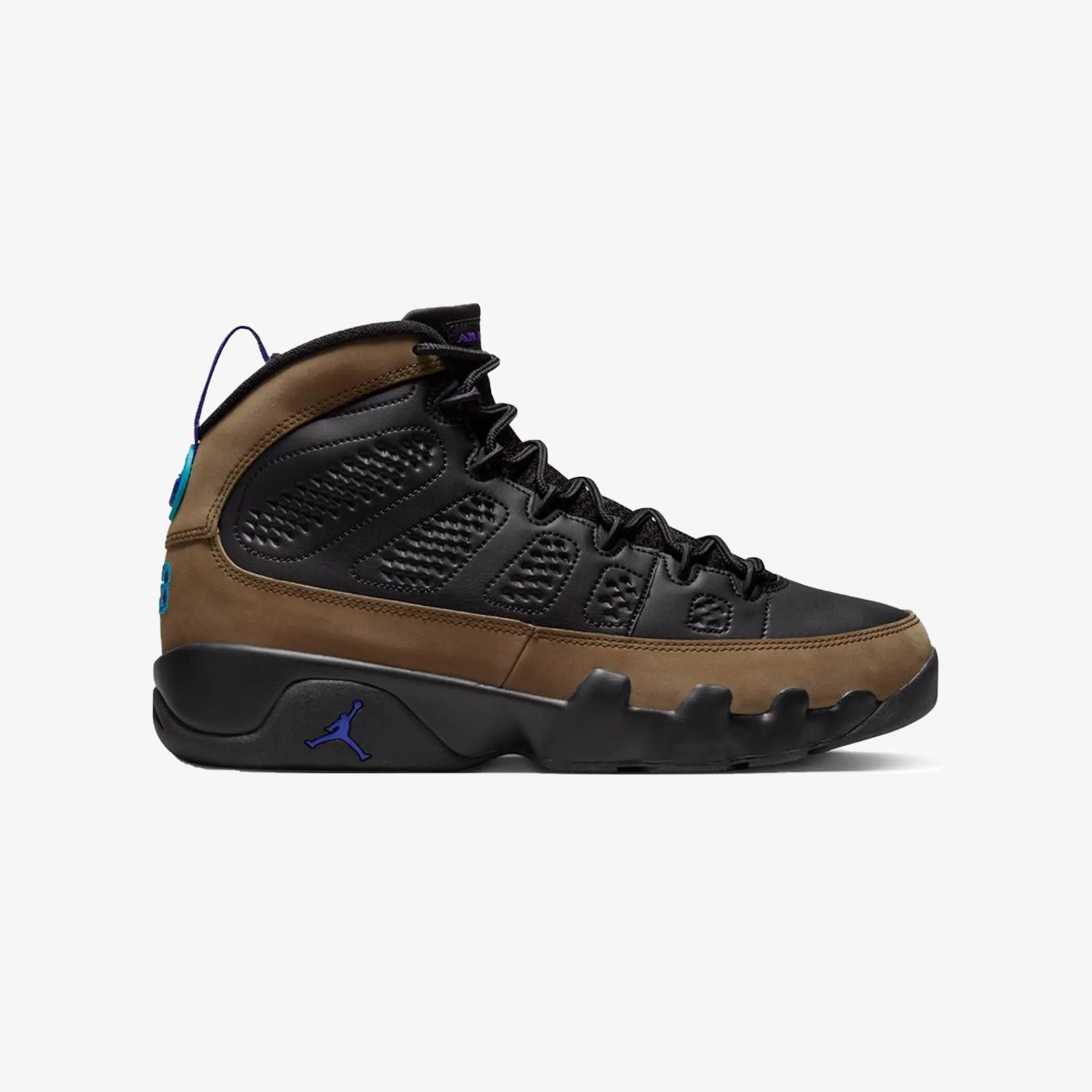 Jordan | AIR JORDAN 9 RETRO  { BLACK/BRIGHT CONCORD-LIGHT OLIVE