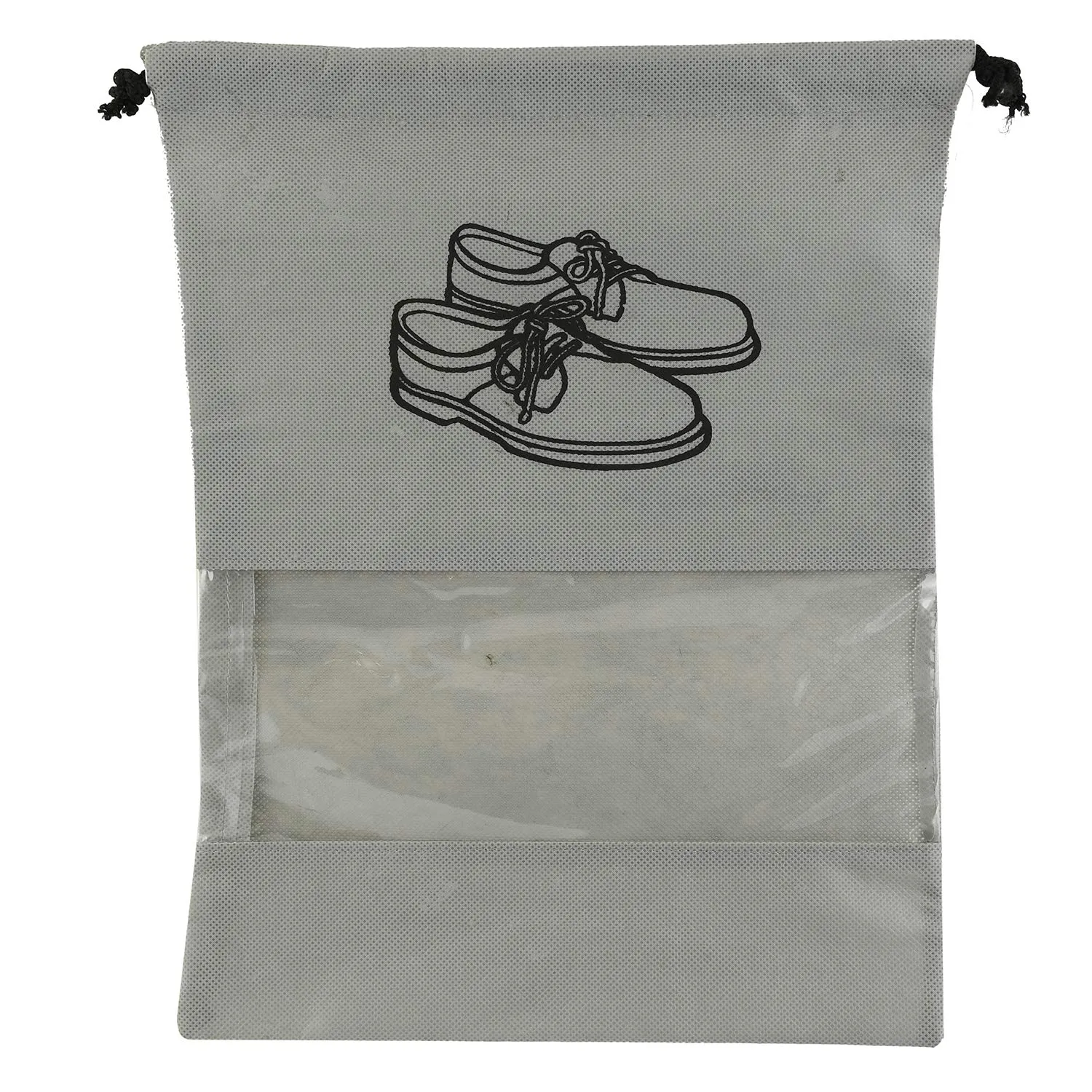 Kuber Industries 18 Piece Non Woven Travel Shoe Cover, String Bag Organizer, Grey -CTMTC039484