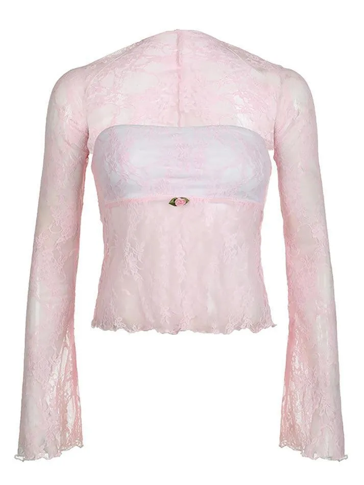 Lace Bandeau Smock Long Sleeve Tee