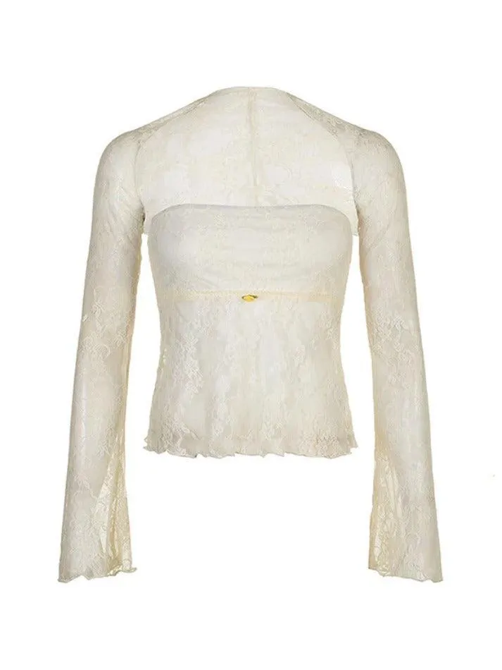 Lace Bandeau Smock Long Sleeve Tee