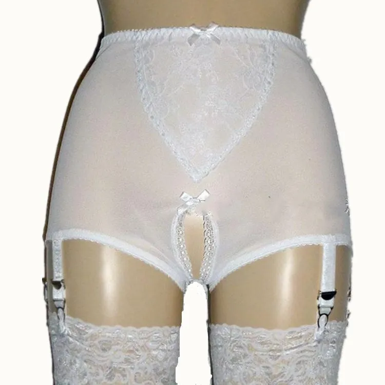 Ladies Mesh Lace Shorts Garter Belt