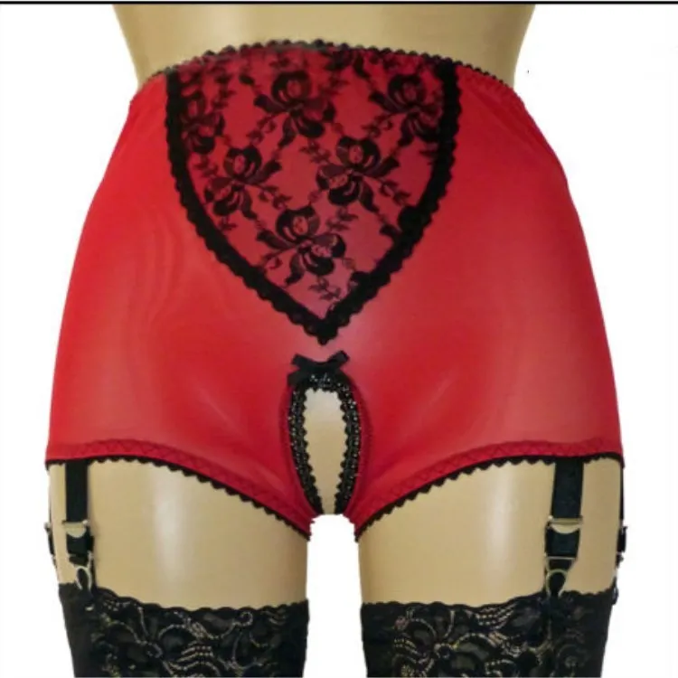 Ladies Mesh Lace Shorts Garter Belt