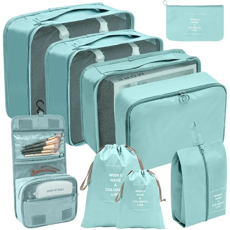 Luggage Packing Cubes Travel Organizers Storage Bag Set Toiletry Bag Makeup Box Carry Pouch Clothes Bins Cosmetic Shoe Packaging