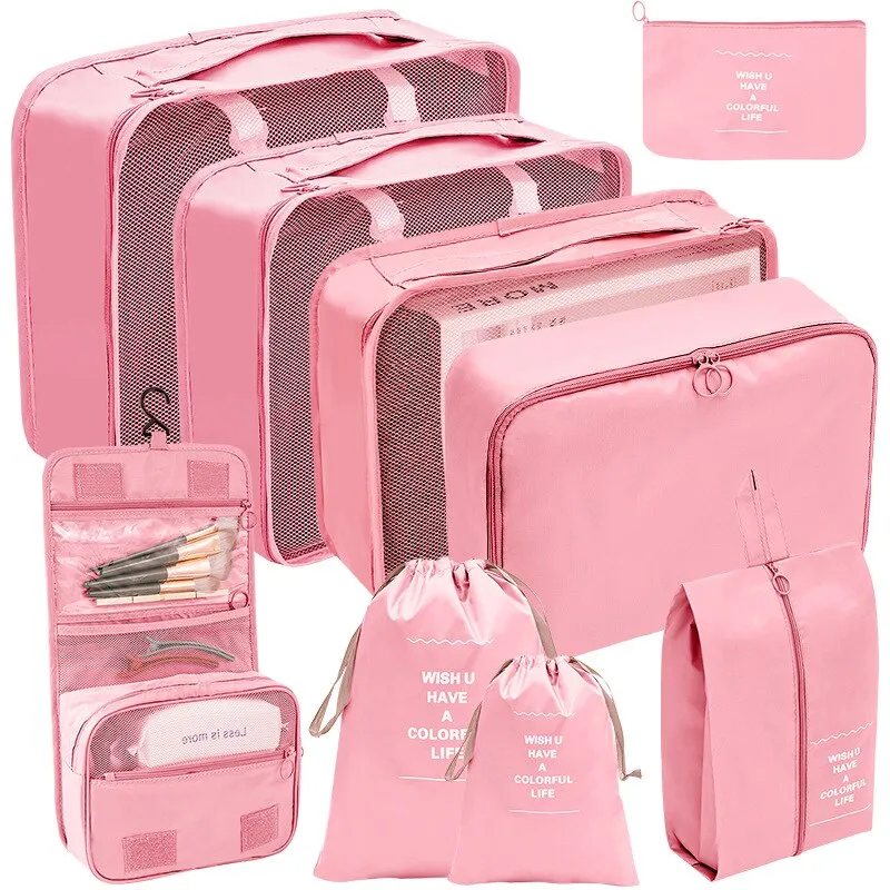 Luggage Packing Cubes Travel Organizers Storage Bag Set Toiletry Bag Makeup Box Carry Pouch Clothes Bins Cosmetic Shoe Packaging