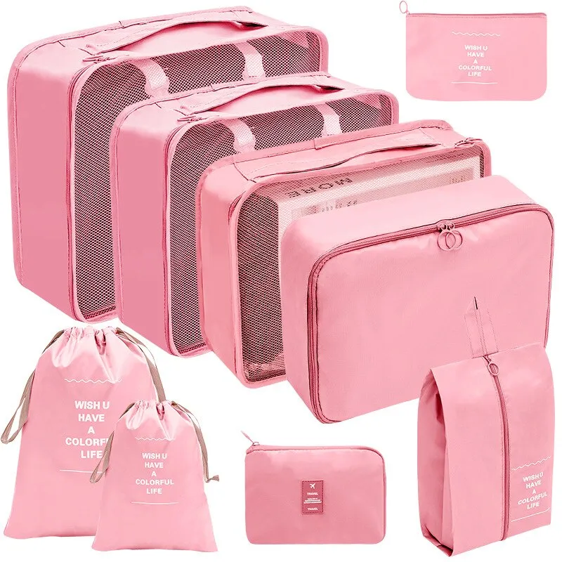 Luggage Packing Cubes Travel Organizers Storage Bag Set Toiletry Bag Makeup Box Carry Pouch Clothes Bins Cosmetic Shoe Packaging