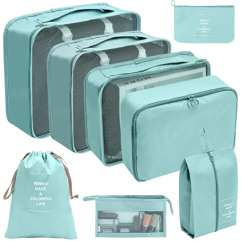 Luggage Packing Cubes Travel Organizers Storage Bag Set Toiletry Bag Makeup Box Carry Pouch Clothes Bins Cosmetic Shoe Packaging