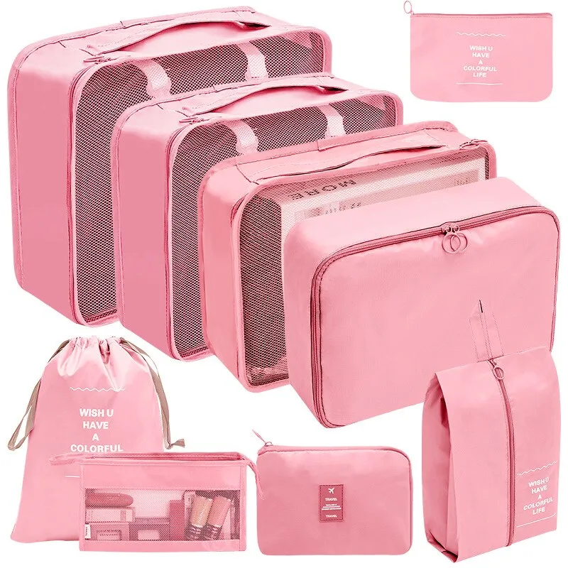 Luggage Packing Cubes Travel Organizers Storage Bag Set Toiletry Bag Makeup Box Carry Pouch Clothes Bins Cosmetic Shoe Packaging