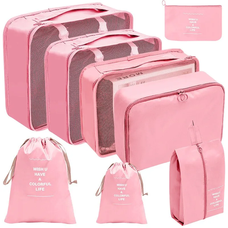 Luggage Packing Cubes Travel Organizers Storage Bag Set Toiletry Bag Makeup Box Carry Pouch Clothes Bins Cosmetic Shoe Packaging