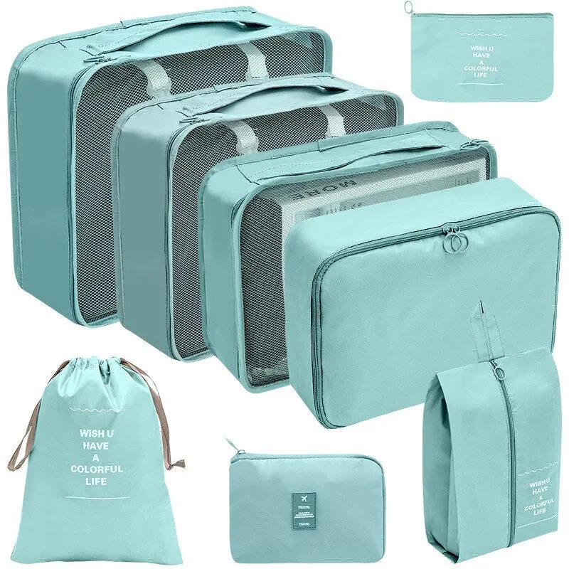 Luggage Packing Cubes Travel Organizers Storage Bag Set Toiletry Bag Makeup Box Carry Pouch Clothes Bins Cosmetic Shoe Packaging