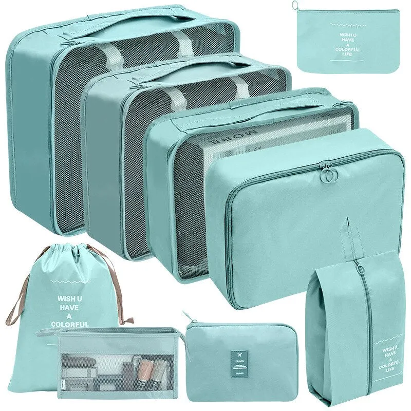 Luggage Packing Cubes Travel Organizers Storage Bag Set Toiletry Bag Makeup Box Carry Pouch Clothes Bins Cosmetic Shoe Packaging