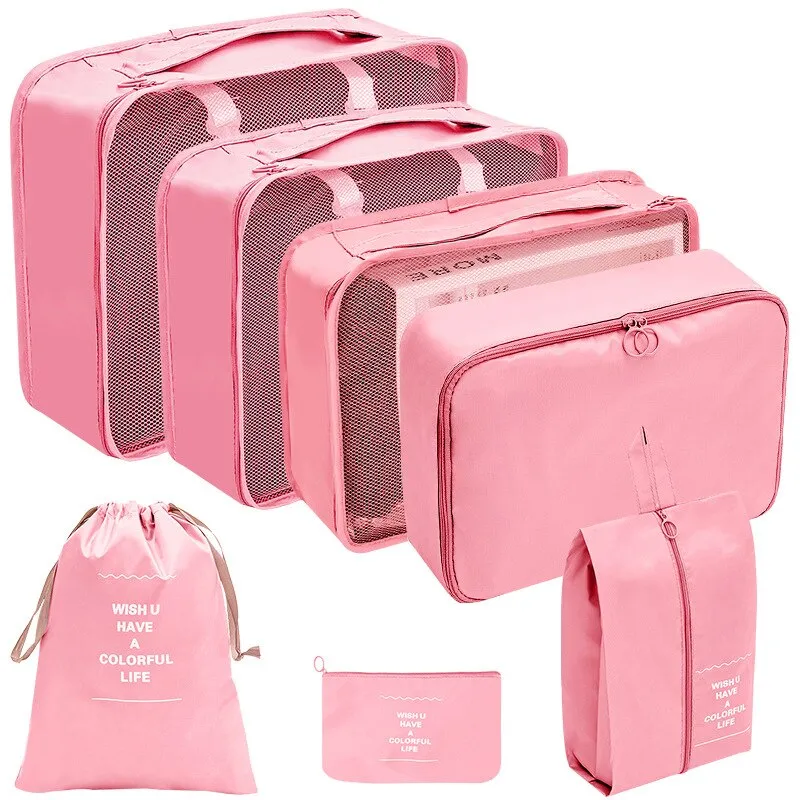 Luggage Packing Cubes Travel Organizers Storage Bag Set Toiletry Bag Makeup Box Carry Pouch Clothes Bins Cosmetic Shoe Packaging