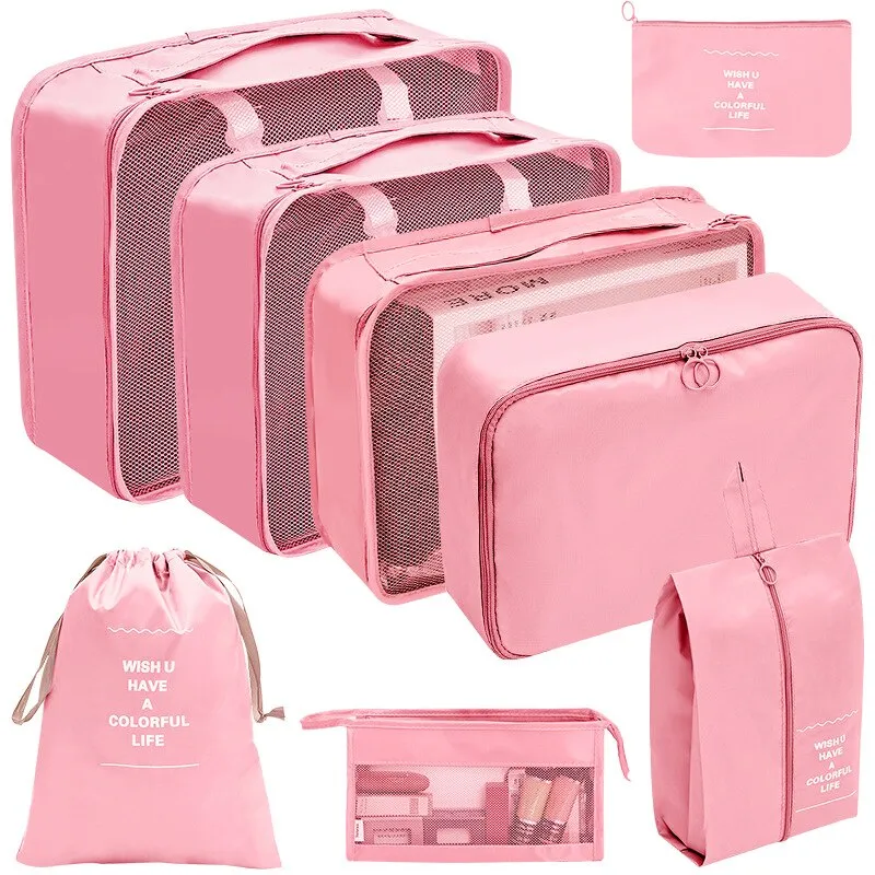 Luggage Packing Cubes Travel Organizers Storage Bag Set Toiletry Bag Makeup Box Carry Pouch Clothes Bins Cosmetic Shoe Packaging