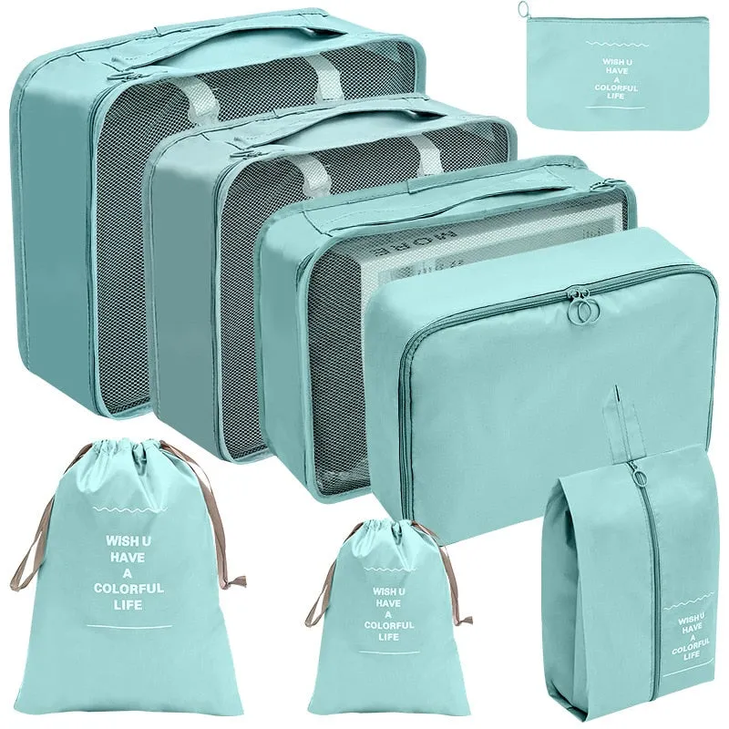 Luggage Packing Cubes Travel Organizers Storage Bag Set Toiletry Bag Makeup Box Carry Pouch Clothes Bins Cosmetic Shoe Packaging