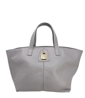 Madison Maison x Joan Hornig Light Grey Leather Lock Tote Bag