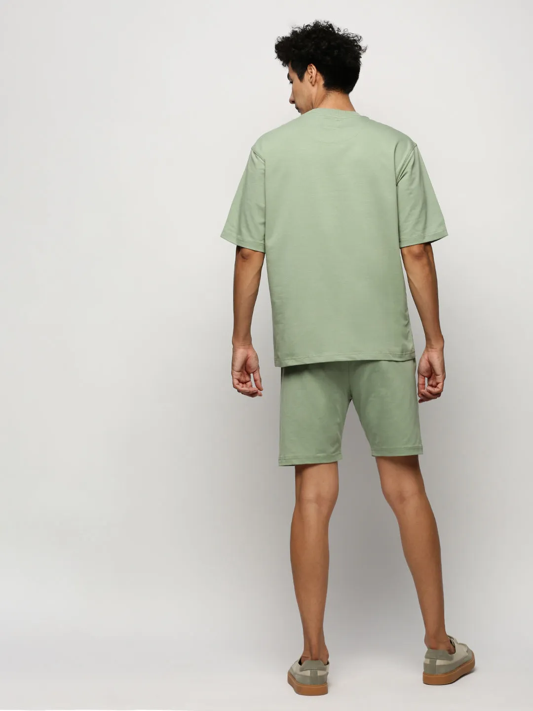 Men Green Solid Casual Co ords