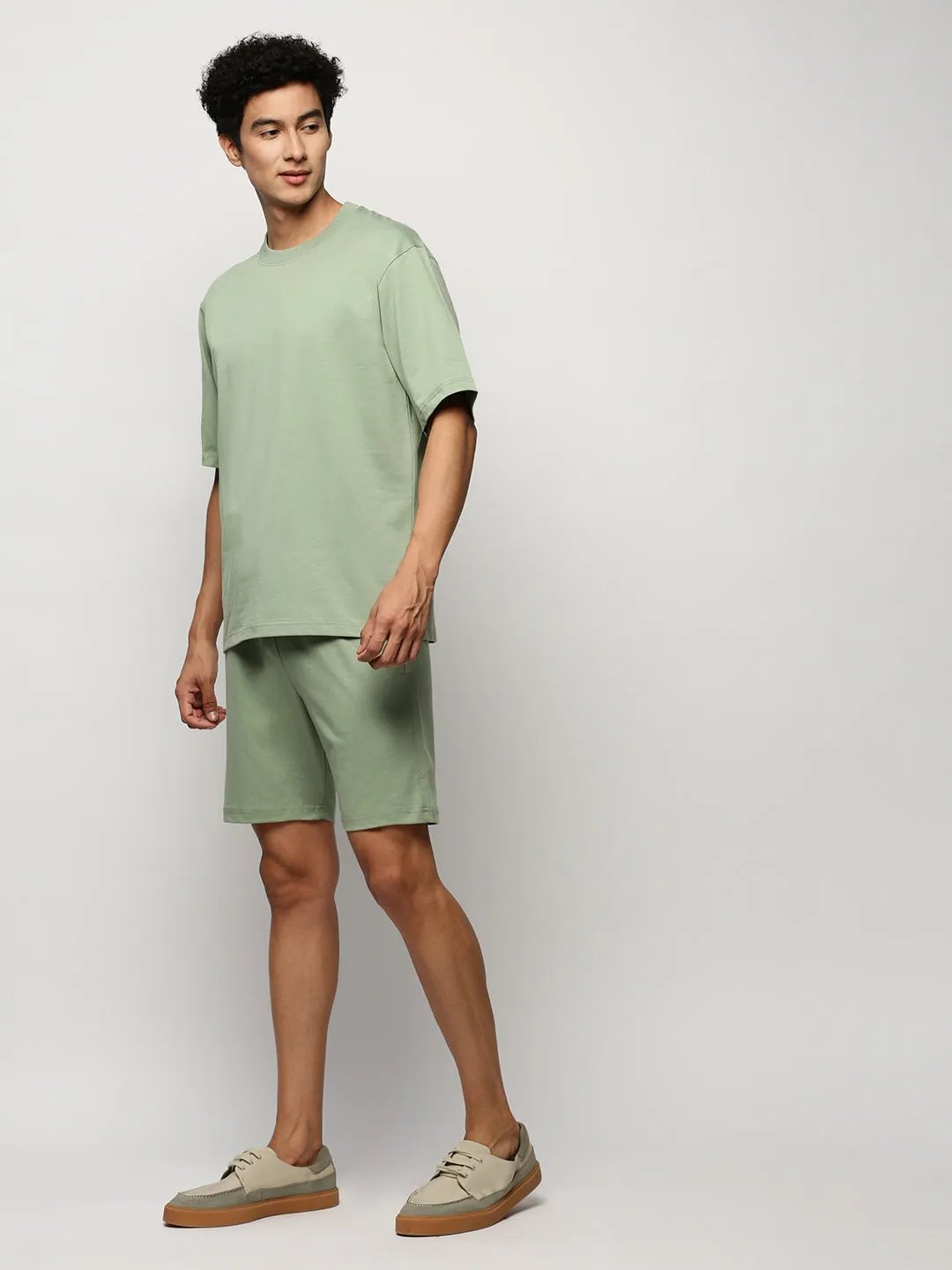 Men Green Solid Casual Co ords