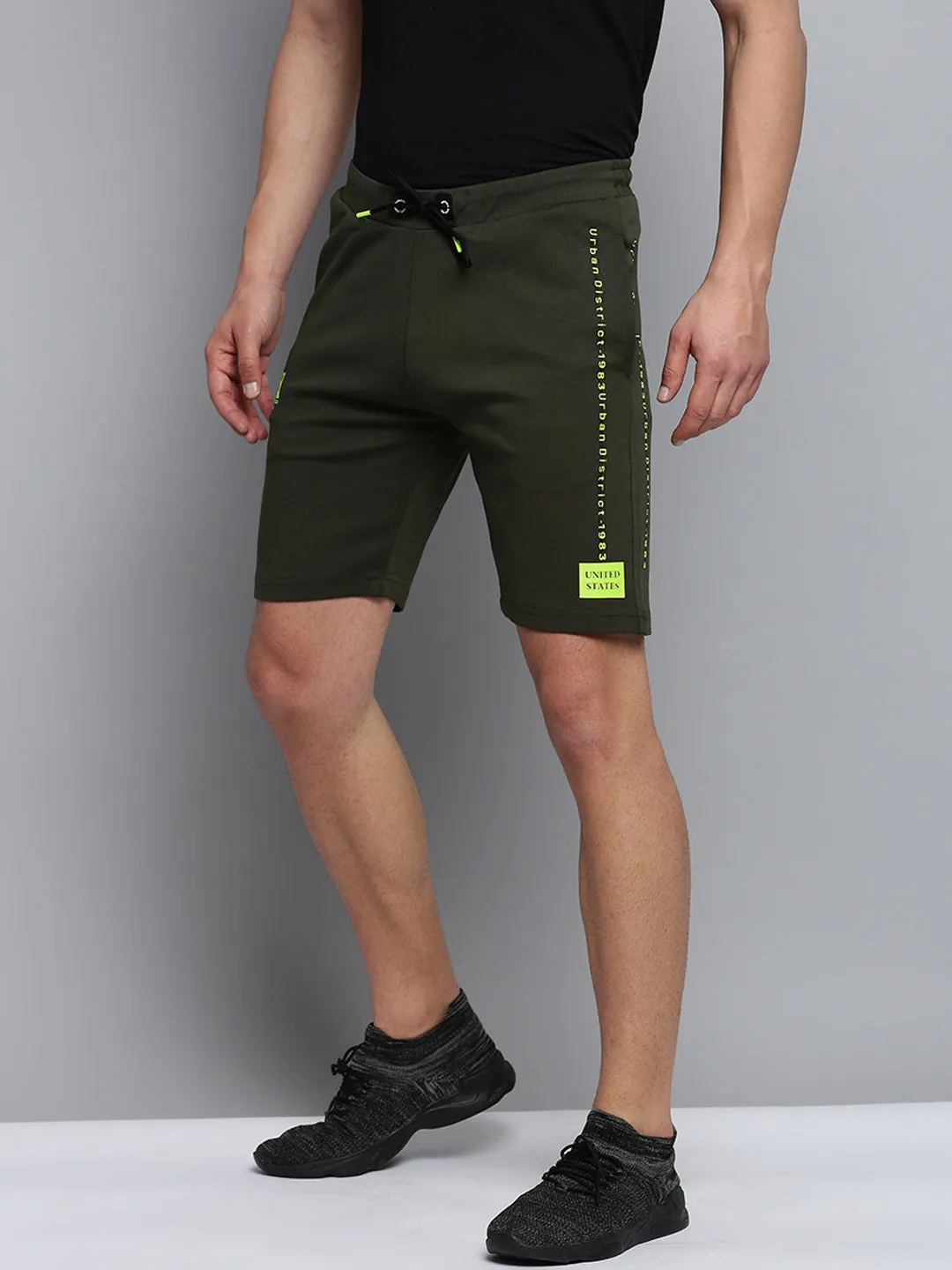 Men Green Solid Casual Shorts